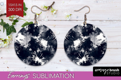 Black and White Round Earrings - Abstract Texture PNG Product Image 1