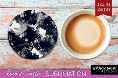 Black and White Round Coaster - Abstract Texture Coaster PNG Product Image 1