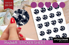Black and White Round Sticker - Abstract Texture Printable Product Image 1