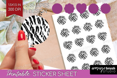 Black and White Round Sticker - Abstract Texture Printable Product Image 1