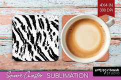 Black and White Square Coaster - Abstract Texture Coaster Product Image 1