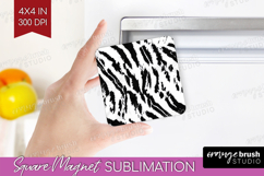 Black and White Magnet Sublimation - Abstract Texture Square Product Image 1