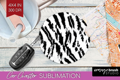 Black and White Car Coaster - Abstract Texture Coaster PNG Product Image 1