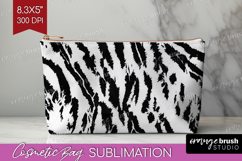 Black and White Cosmetic Bag - Abstract Texture Makeup Bag Product Image 1