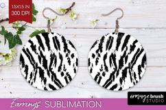 Black and White Round Earrings - Abstract Texture PNG Product Image 1