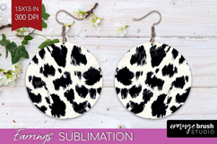 Black and White Round Earrings - Abstract Texture PNG Product Image 1