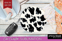 Black and White Car Coaster - Abstract Texture Coaster PNG Product Image 1