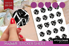 Black and White Round Sticker - Abstract Texture Printable Product Image 1