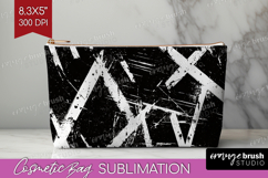 Black and White Cosmetic Bag - Abstract Texture Makeup Bag Product Image 1