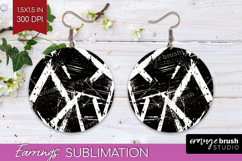Black and White Round Earrings - Abstract Texture PNG Product Image 1