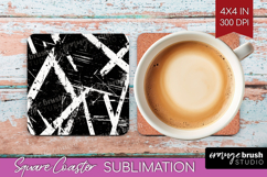 Black and White Square Coaster - Abstract Texture Coaster Product Image 1