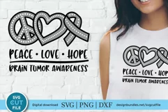 Brain Tumor svg - peace love hope brain tumor awareness svg Product Image 1