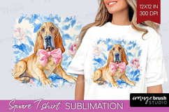 Bloodhound Dog Square Tshirt Background Blue Toile PNG Product Image 1