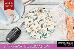 Wildflowers Car Coaster - Summer Floral Coaster PNG Product Image 1
