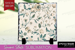 Wildflowers Slate PNG - Summer Floral Square Slate Product Image 1