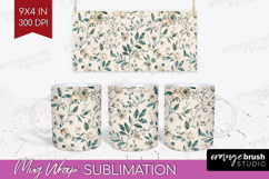 Wildflowers Mug Wrap - Summer Floral Mug PNG Sublimation Product Image 1