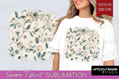 Wildflowers Square Tshirt Background - Summer Floral PNG Product Image 1