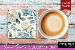 Wildflowers Square Coaster - Summer Floral Coaster PNG Product Image 1