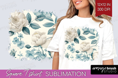 Wildflowers Square Tshirt Background - Summer Floral PNG Product Image 1