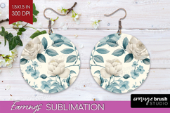 Wildflowers Round Earrings - Summer Floral PNG Sublimation Product Image 1