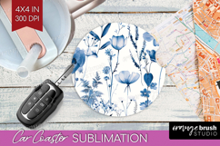 Wildflowers Car Coaster - Summer Floral Coaster PNG Product Image 1