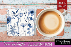 Wildflowers Square Coaster - Summer Floral Coaster PNG Product Image 1