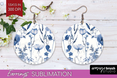Wildflowers Round Earrings - Summer Floral PNG Sublimation Product Image 1
