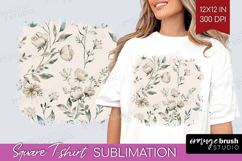 Wildflowers Square Tshirt Background - Summer Floral PNG Product Image 1