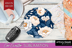 Wildflowers Car Coaster - Summer Floral Coaster PNG Product Image 1
