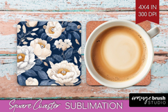 Wildflowers Square Coaster - Summer Floral Coaster PNG Product Image 1
