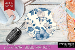 Wildflowers Car Coaster - Summer Floral Coaster PNG Product Image 1
