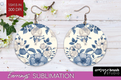 Wildflowers Round Earrings - Summer Floral PNG Sublimation Product Image 1