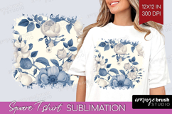 Wildflowers Square Tshirt Background - Summer Floral PNG Product Image 1