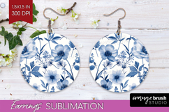 Wildflowers Round Earrings - Summer Floral PNG Sublimation Product Image 1