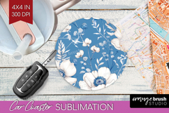 Wildflowers Car Coaster - Summer Floral Coaster PNG Product Image 1
