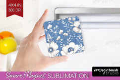 Wildflowers Magnet Sublimation - Summer Floral Square Magnet Product Image 1