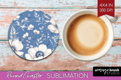 Wildflowers Round Coaster - Summer Floral Coaster PNG Product Image 1