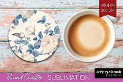 Wildflowers Round Coaster - Summer Floral Coaster PNG Product Image 1