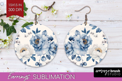 Wildflowers Round Earrings - Summer Floral PNG Sublimation Product Image 1