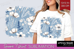 Wildflowers Square Tshirt Background - Summer Floral PNG Product Image 1