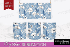 Wildflowers Mug Wrap - Summer Floral Mug PNG Sublimation Product Image 1