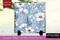 Wildflowers Slate PNG - Summer Floral Square Slate Product Image 1