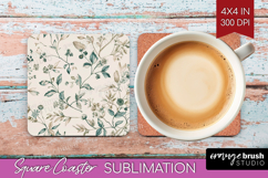 Wildflowers Square Coaster - Summer Floral Coaster PNG Product Image 1
