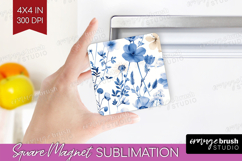 Wildflowers Magnet Sublimation - Summer Floral Square Magnet Product Image 1