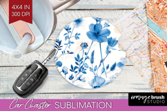 Wildflowers Car Coaster - Summer Floral Coaster PNG Product Image 1
