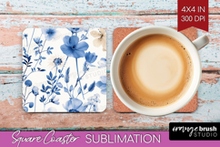 Wildflowers Square Coaster - Summer Floral Coaster PNG Product Image 1