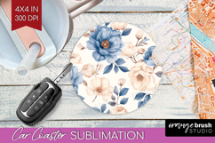 Wildflowers Car Coaster - Summer Floral Coaster PNG Product Image 1