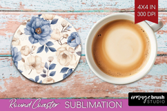 Wildflowers Round Coaster - Summer Floral Coaster PNG Product Image 1
