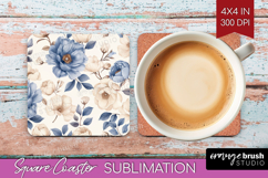 Wildflowers Square Coaster - Summer Floral Coaster PNG Product Image 1