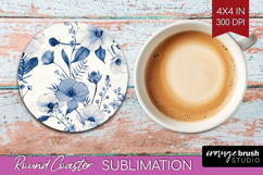 Wildflowers Round Coaster - Summer Floral Coaster PNG Product Image 1